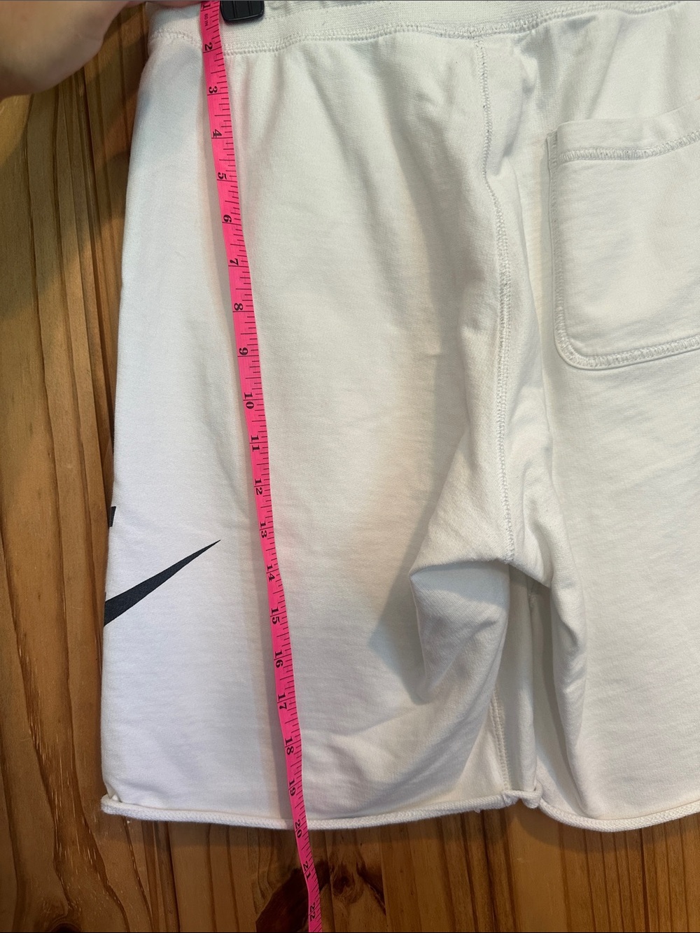 Nike White Athletic Shorts with Black Logo - Picture 7 of 14
